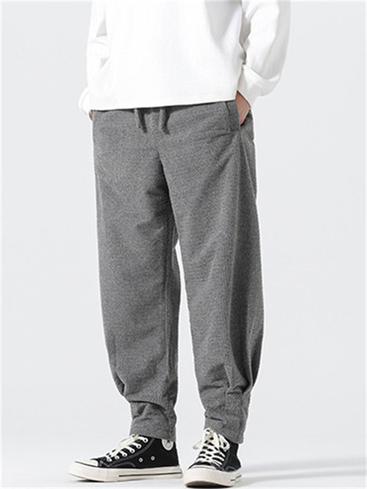 Comfy Textured Jogger Pants for Men with Elastic Waist and Cuffed Hems