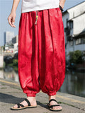 ‌Men's Summer Cool Loose Fit Casual Carrot Pants with Chinese Style Dragon Print‌