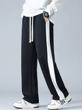 ‌Men's Drape Loose Fit Side Stripe Straight Leg Sweatpants Casual Daily Wear‌