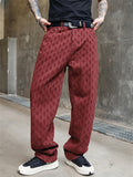 Men's American Style Vintage Jacquard Regular Fit Straight Leg Jeans