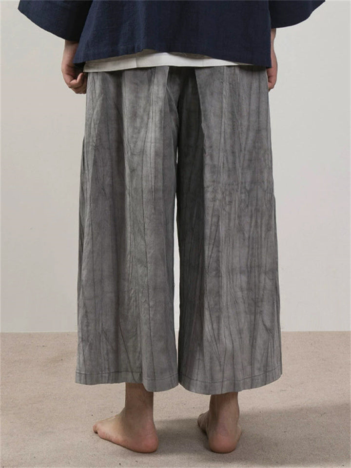 Men's Comfy Retro Chinese Style Texture Loose Wide-leg Pants
