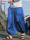 ‌Men's Summer Cool Loose Fit Casual Carrot Pants with Chinese Style Dragon Print‌