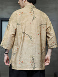 Men's Summer Cool Chinese Style Print Slant Placket Half Sleeve Shirts