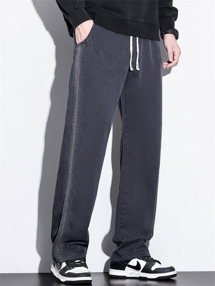 Men's Casual Straight Leg Side Patchwork Pants