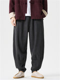 Men's Autumn Solid Color Drawstring Harem Pleated Hem Jogger Pants