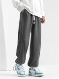 Men's Casual Solid Color Ankle-Tied Straight Wide Leg Pants