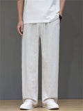 Men's Summer Vintage Linen Drawstring Straight Wide Leg Pants