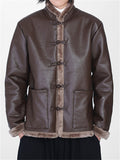 Men's Winter Warm Faux Leather Thermal Lined Tang Suit Coats