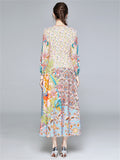 Women's Beautiful Long Sleeve Floral Printed O-neck Dress