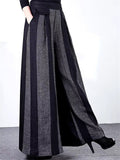 Women's Mid-Rise Stripe Elastic Waist Contrasting Wide Leg Pants