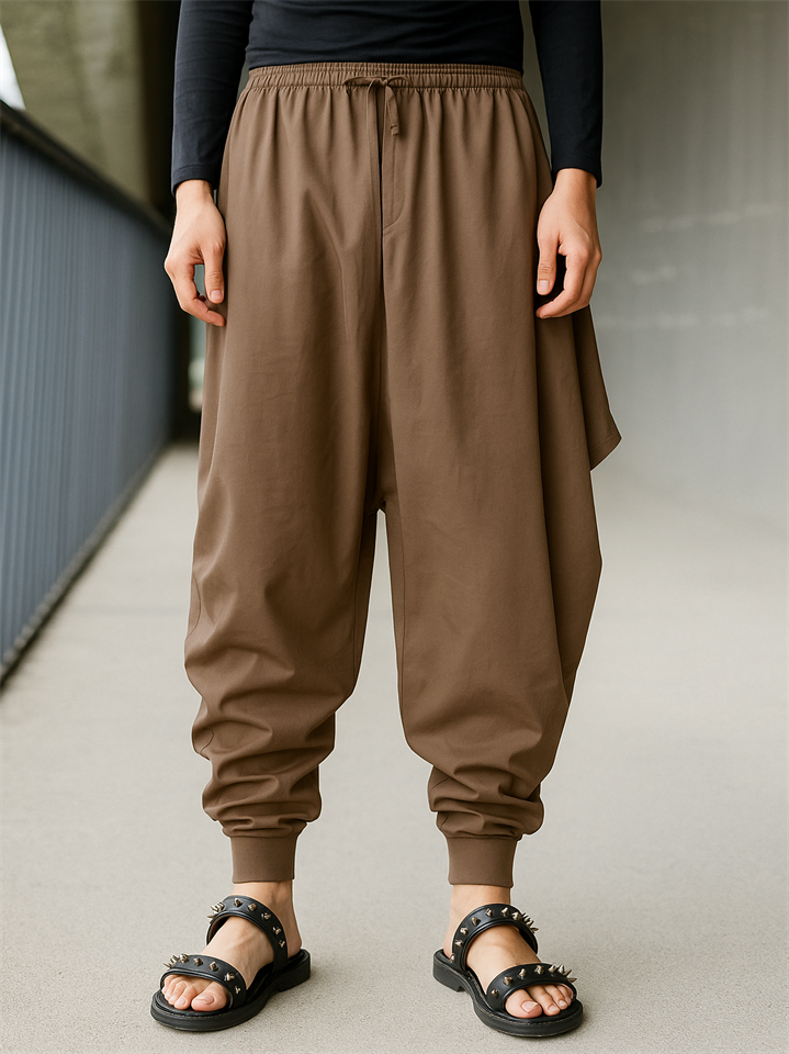 Men's Retro Solid Color Loose Hip-hop Drop Crotch Pants