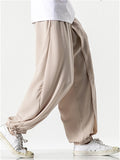 Men's Summer Solid Color Wide Leg Ankle-Tied Bloomers Pants