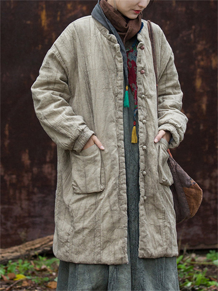 Women's Winter Zen Style Ramine Tie-dye Stand Collar Coat