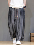 Men's Summer Chinese Style Pleated Baggy Loose Fit Pants