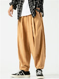 Casual Wide Leg Drawstring Cropped Pants for Men