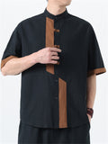 Men's Summer Contrast Color Linen Short Sleeve Shirts