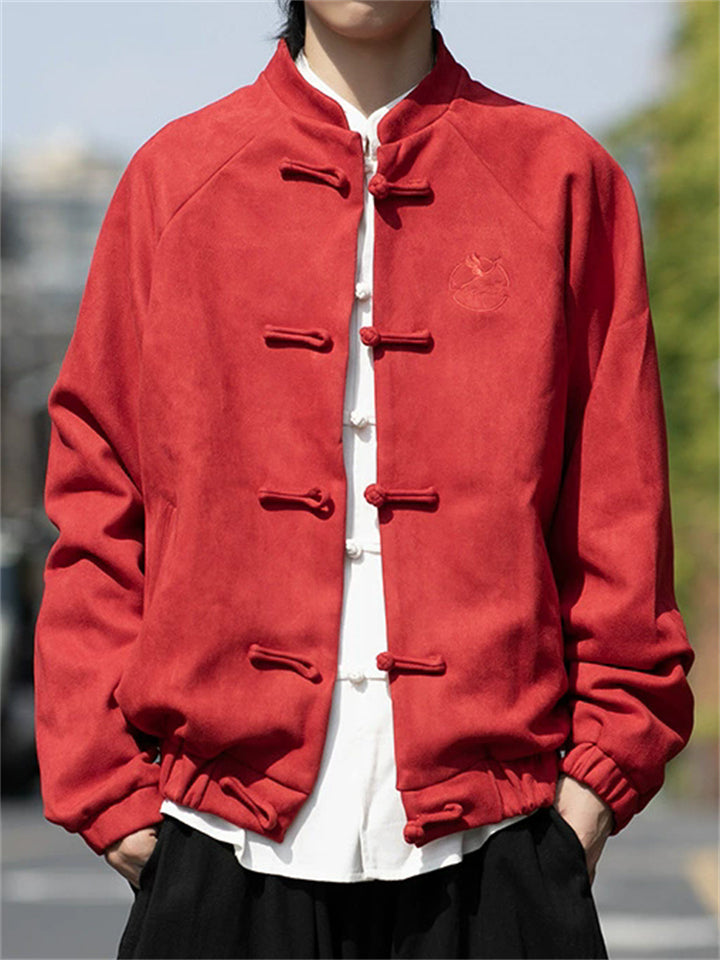 Men's Casual Chinese Style Embroidered Mandarin Collar Tang Jacket