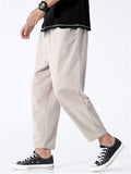 Men's Japanese Style Solid Color Pockets Cropped Pants