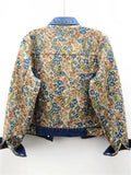 Women's Vintage Autumn Floral Jacquard Patchwork Lapel Jackets