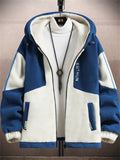 Casual Color Block Men's Winter Warm Fleece Lined Hooded Coat‌s