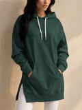 Women Casual Oversized Hoodie Long Tunic Sweatshirt with Side Slits
