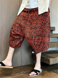 Men's Summer Ethnic Style Beach Bloomers Drop Crotch Capri Pants