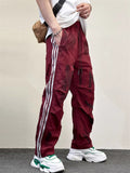 Men's Summer Distressed Letter-Print Side Stripe Track Pants
