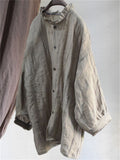 Loose Linen Distressed Textured Long Sleeve Shirt for Women