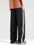 Men's Casual Elastic Cool Side Stripes Straight Pants