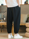Men's Casual Breathable Linen Blend Loose Cuffed Cropped Pants