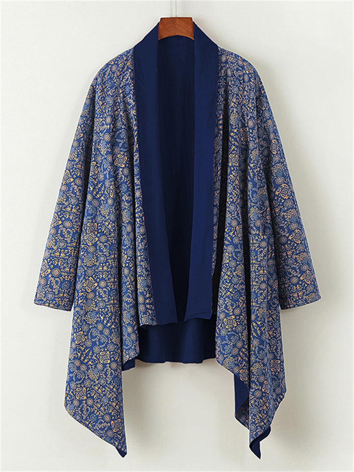 Men's Chinese Ethnic Zen Style Printed Reversible Cardigan Jackets