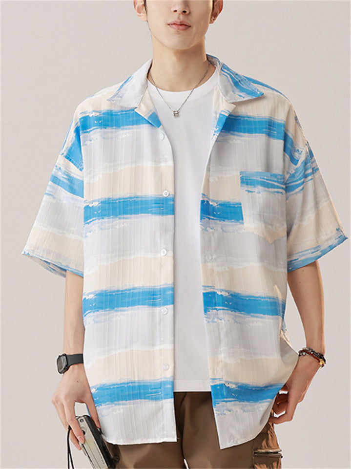 Men's Holiday Style Print Casual Short Sleeve Beach Shirts
