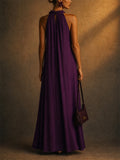 Women's Elegant Ruffled Halter Maxi Dress
