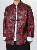 Men's Chinese Style Brocade Jacket with Embroidered Patterns and Frog Buttons
