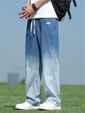 Men's Summer Cool Blue Gradient Straight Jeans