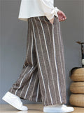 Men's Autumn Vintage Striped Drawstring Wide Leg Pants