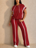 Womens Striped Sporty Hoodie Pants Matching Outfits