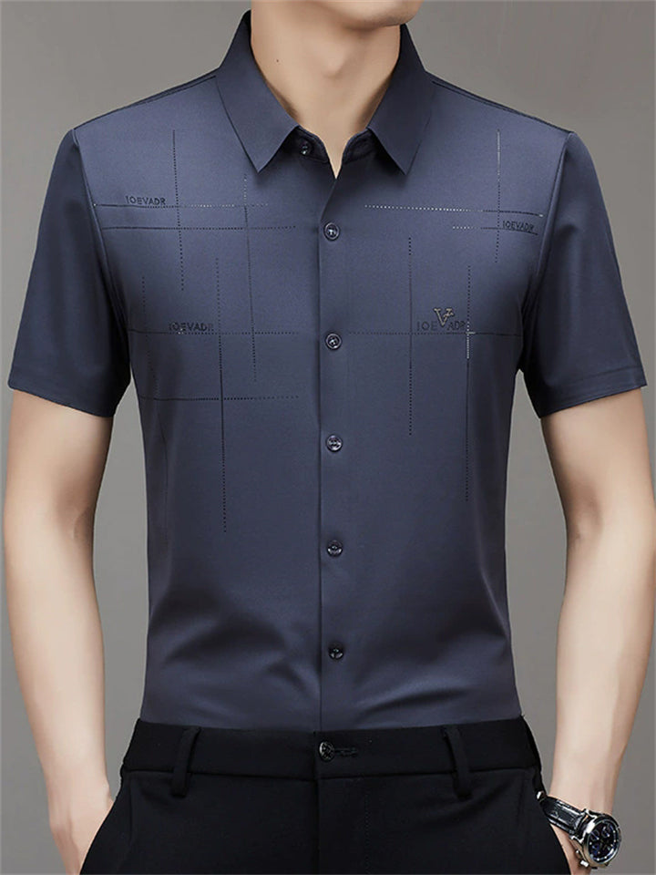 Men's Summer Print Seamless Button Up Lapel Short Sleeve Shirts