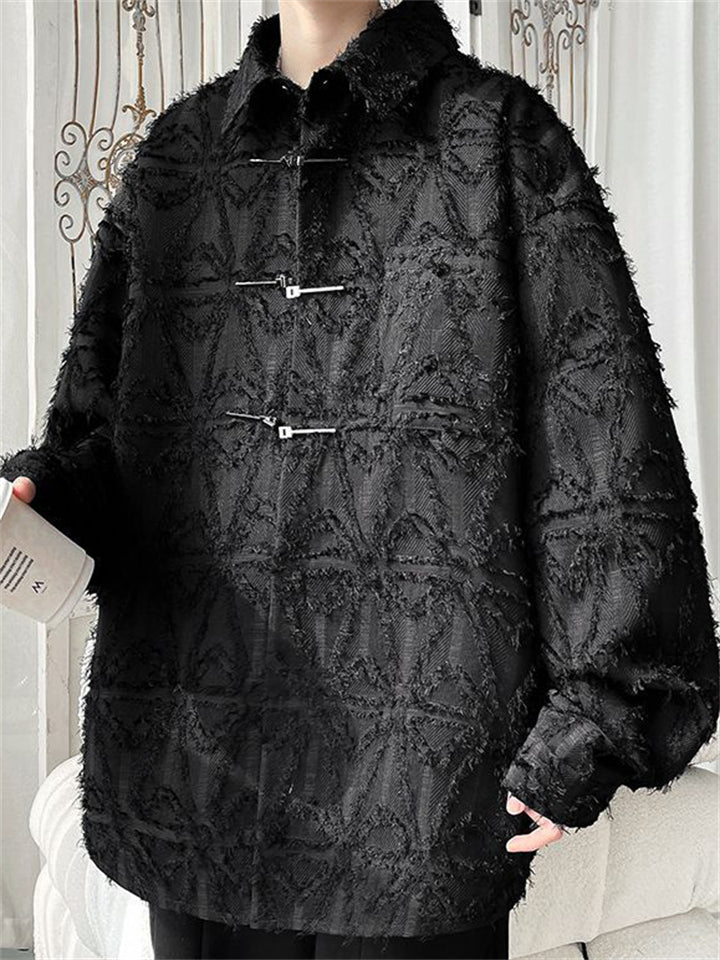 Mens Fashion Chinese Style Long Sleeve Fringe Shirt