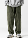 Men's Japanese Style Streetwear Loose Fit Straight Leg Cargo Pants with Pockets