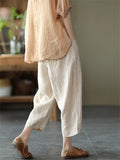Women's Summer Casual Elastic Waist Harem Cropped Pants