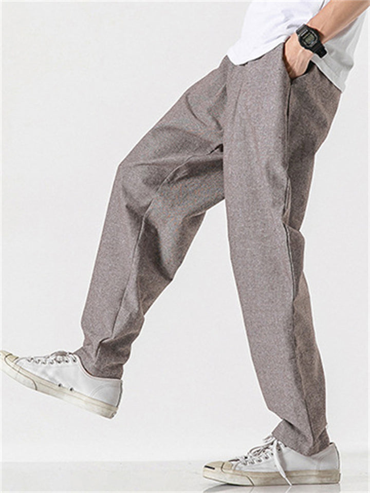 Casual Men's Linen Drawstring Straight Pants