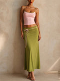 Women 2 Piece Summer Color Blocking Cami and Maxi Skirt Set