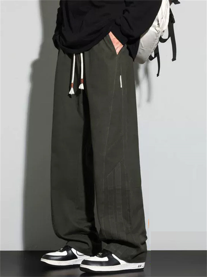Men's Simple Comfy Breathable Elastic Waist Loose Fit Straight Leg Casual Pants