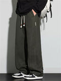 Men's Simple Comfy Breathable Elastic Waist Loose Fit Straight Leg Casual Pants