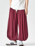 Men's Japanese Style Cotton Linen Solid Color Loose Bloomers Pants