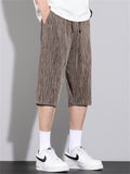 Men's Summer Cool Comfy Drawstring Striped Loose Capri Pants