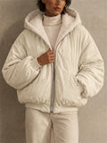 Women Reversible Zip Up Oversized Winter Fleece Coat