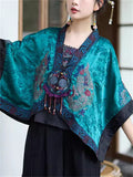 Women's Ethnic Style Embroidered BatWing Sleeve Cardigan Cloak Jacket