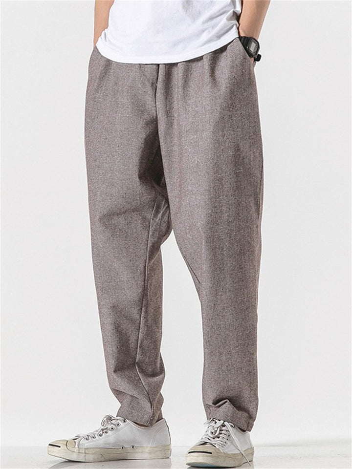 Casual Men's Linen Drawstring Straight Pants